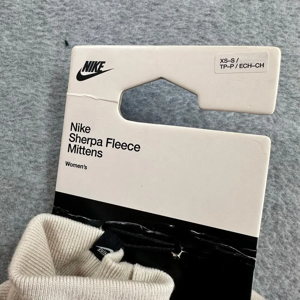 Nike Sherpa Fleece Mittens Cream XS/S NWT